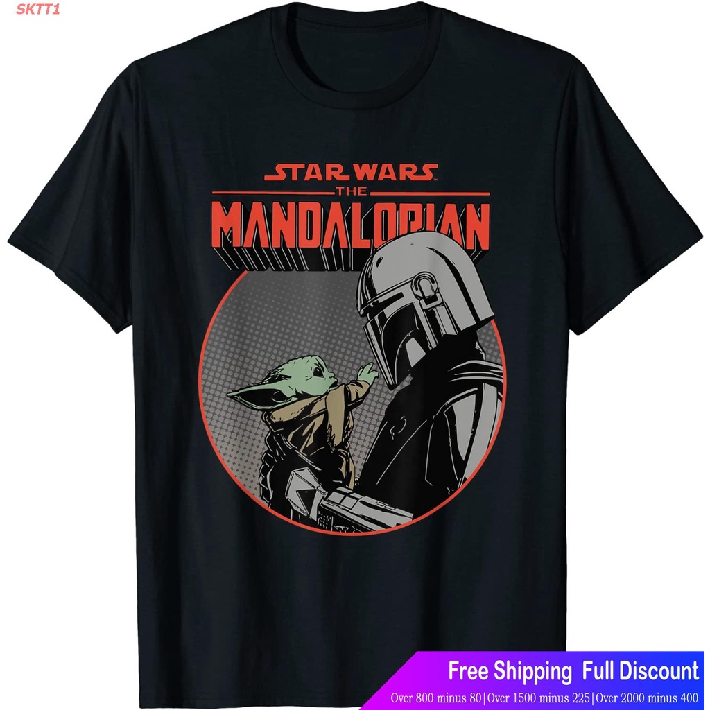 เสื้อยืดโอเวอร์ไซส์sktt1-เสื้อยืดผู้ชายและผู้หญิง-star-wars-the-mandalorian-mando-and-the-child-retro-t-shirt-popular-t