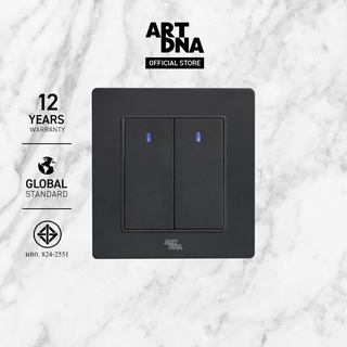 ART DNA รุ่น A77 Switch LED 2 Gang 1 Way ขนาด 3x3" สีดำ ปลั๊กไฟโมเดิร์น ปลั๊กไฟสวยๆ สวิทซ์ สวยๆ switch design