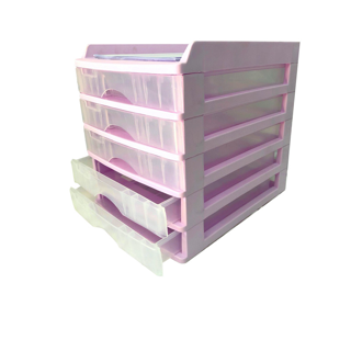 ตู้ลิ้นชัก 5 ชั้น พร้อมถาดบน A-109-1 สีม่วงพาสเทล Organizer with upper tray Purple Pastel color