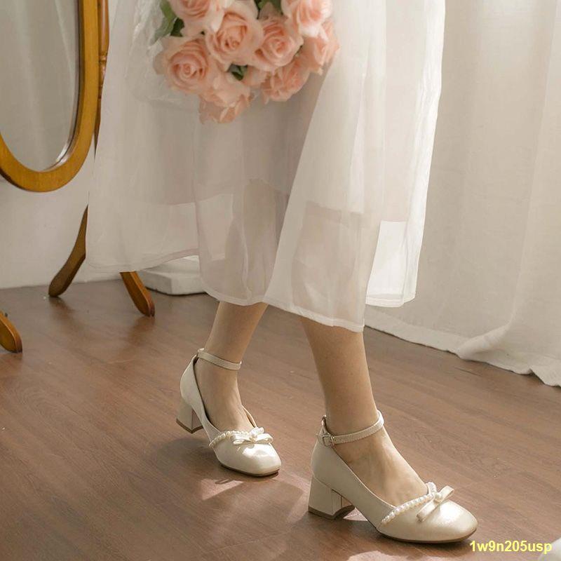 ภาพหน้าปกสินค้ามีสินค้าในสต๊อก  รองเท้าส้นสูง Lolita สไตล์ฝรั่งเศสย้อนยุครองเท้า Mary Jane ใหม่ รองเท้าที่อ่อนโยนและสวยงาม