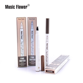 ขายปลีก ขายส่ง Music Flower 4 หัว ส้อม ลิควิด เขียนคิ้ว ปากกา กันน้ํา สักคิ้ว ดินสอเขียนคิ้ว 1 มล.-M5031