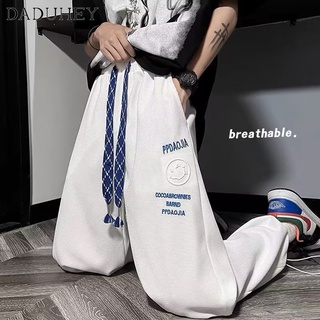 DaDuHey🔥 Mens Spring New Waffle Hong Kong Style Wide-Leg Pants Ins High Street Fashionable Loose All-Matching Casual Pants Sports Pants Ankle-Tied Sweatpants
