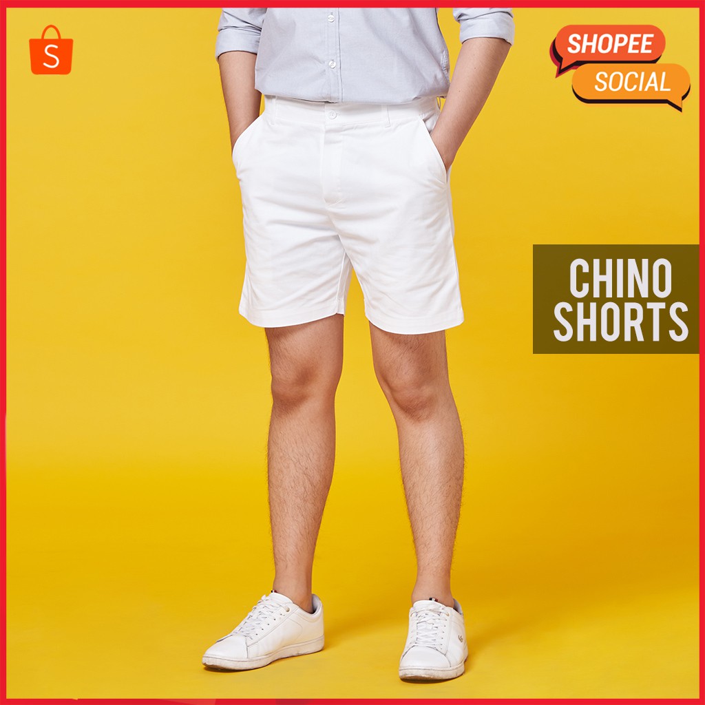 ภาพหน้าปกสินค้ากางเกงขาสั้นชิโน่ ผ้า Cotton100% นิ่มใส่สบาย สีขาว by Normal Boy