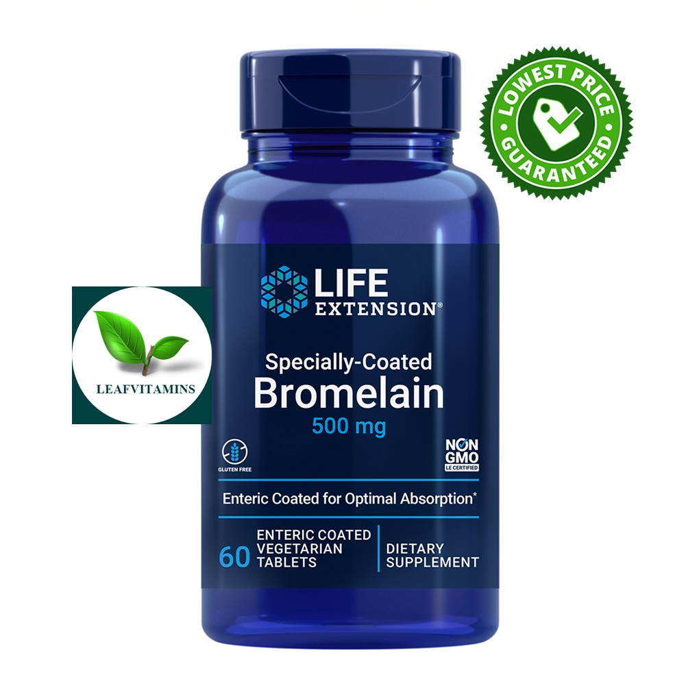 ภาพหน้าปกสินค้าLife Extension Specially-Coated Bromelain 500 mg / 60 Enteric-Coated Vegetarian Tablet จากร้าน leafvitamins บน Shopee