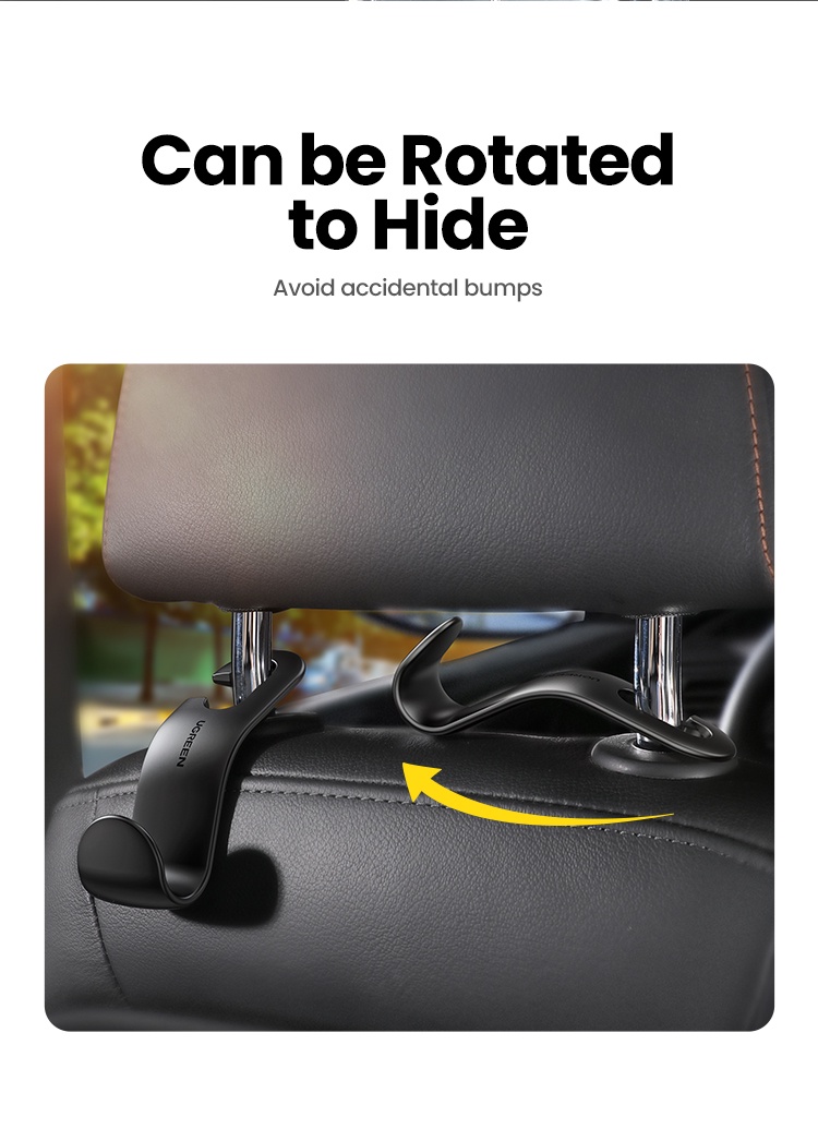 ลองดูภาพสินค้า UGREEN ตะขอที่ยึดในรถในรถยนต์ ที่แขวนเบาะพิงหลัง แบบปรับได้ สำหรับผ้าถุงของชำ กระเป๋าสตางค์ จัดระเบียบ เก็บของในรถ 2 ชิ้น