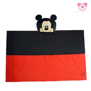 Disney ผ้าห่มคลุมไหล่มีฮู้ดมิกกี้เม้าส์ Mickey Mouse ผืนใหญ่ ผ้าคลุมไหล่มีหมวก พับเก็บได้ (สินค้าลิขสิทธิ์แท้ จากโรงงาน)