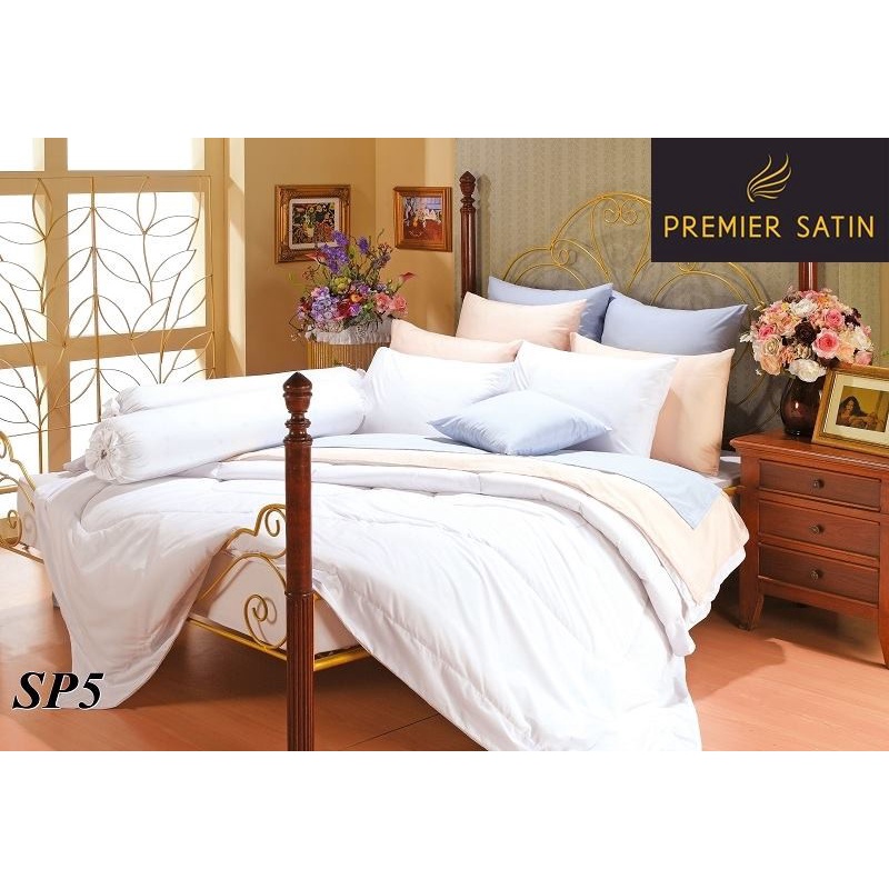 premier-satin-sp05-สีขาว-ชุดเครื่องนอนยี่ห้อพรีเมียซาติน-ลายลายทั่ไป-ลายดอกไม้-ลายกราฟฟิค-ลิขสิทธ์แท้-100