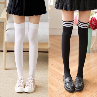 ภาพหน้าปกสินค้าWomen\'s long socks thin nylon socks summer sexy white stockings Japanese COS stockings JK knee high socks over knee socks ที่เกี่ยวข้อง