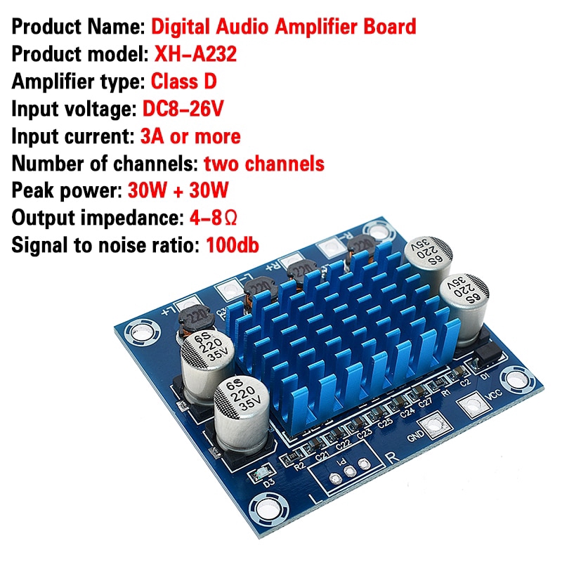 ภาพหน้าปกสินค้าแผ่นบอร์ดโมดูลขยายเสียงสเตอริโอดิจิตอล DC 8-26V 3A TPA3110 XH-A232 30W + 30W 2.0 ช่อง จากร้าน meltsee.th บน Shopee