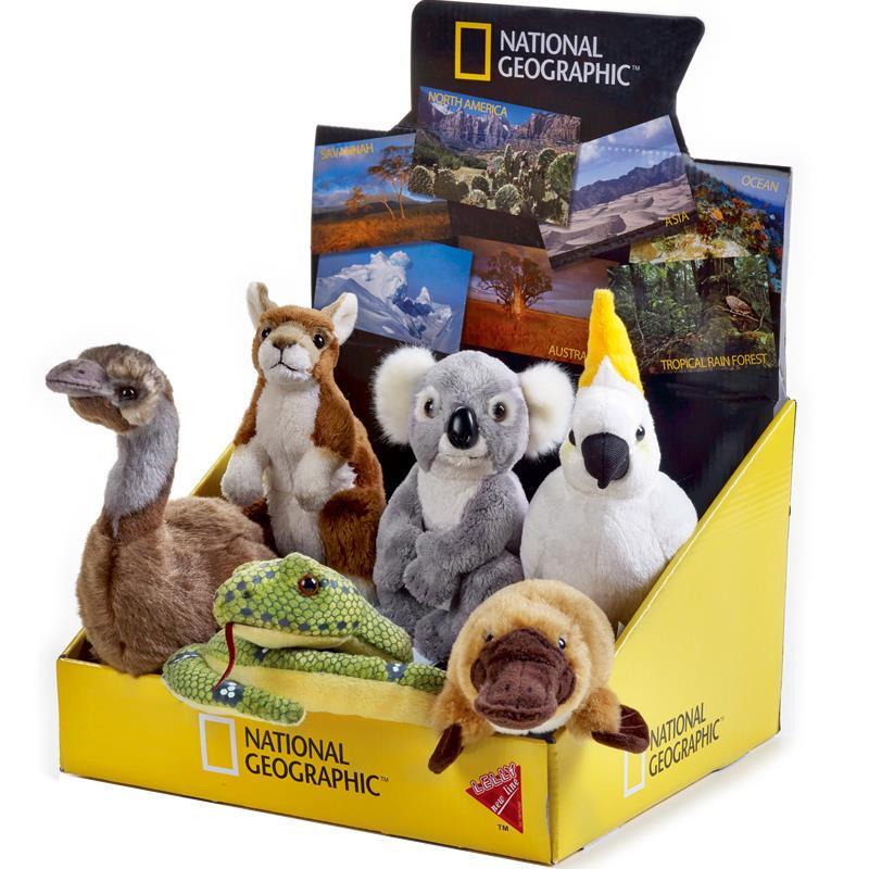 national-geographic-ออสเตรเลียสัตว์ตุ๊กตาของเล่นตุ๊กตา-kangaroo-koala-cockatoo-green-tree-python-platypus-emu