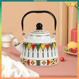 Vintage Enamel Tea Kettle Tableware 2.5L Hot Water Pot with Steel Handle