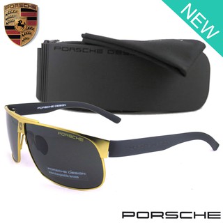 Polarized แว่นกันแดด แฟชั่น รุ่น PORSCHE UV 8535 C-2 สีทองเลนส์ดำ ทรงสปอร์ต เลนส์โพลาไรซ์