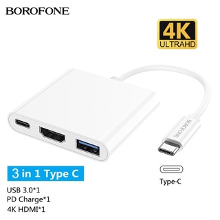 Borofone DH4 อะแดปเตอร์แปลง Type-C เป็น USB3.0 HDMI PD 60W Type C เป็น HDMI อัลตร้า HD 4k
