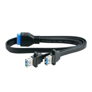 สายเคเบิ้ล30 . Usb 3 . 0 To เมนบอร์ด 20 Pin Header Dual Ports Pc A Female อุปกรณ์ขยายสายเคเบิ้ล