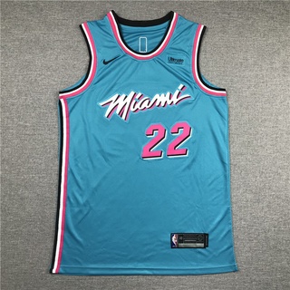 เสื้อกีฬาแขนสั้น ลาย NBA Jersey Miami Heat No. 22 Butler รองเท้ากีฬา The Edition City mx Blue PEkieh79LKhigd46