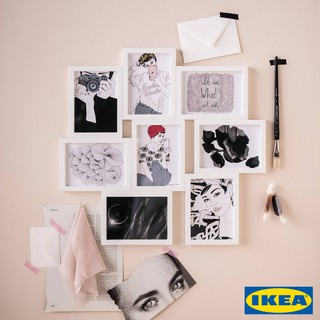 สินค้า IKEA กรอบรูป 8 ช่อง, ขาว กรอบรูปติดผนัง กรอบรูปอิเกีย ขนาดใหญ่ กรอบรูปใส่ได้หลายรูป
