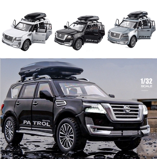 1:32 NISSAN PATROL โมเดลรถเหล็กโมเดลรถยนต์เสียงรถลากคอลเลกชันรถยนต์ของเล่น Die-Cast Vehicles Car Model Toy