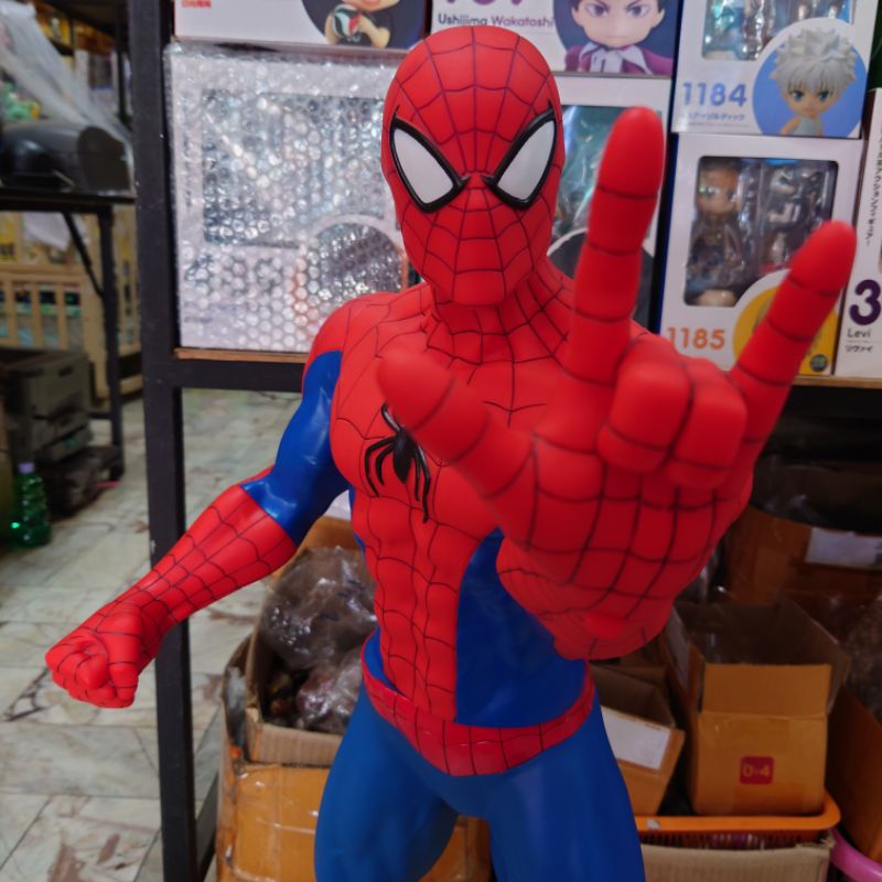 โมเดล-spiderman-ร่างยักษ์-ขนาด-79-cm-ตัวใหญ่มาก-ราคาถูก-วัสดุอย่างดี-ขยับ-หัว-แขน-ขา-มือ-ได้หมด-ทำท่า-รักคุณ-ได้ด้วย