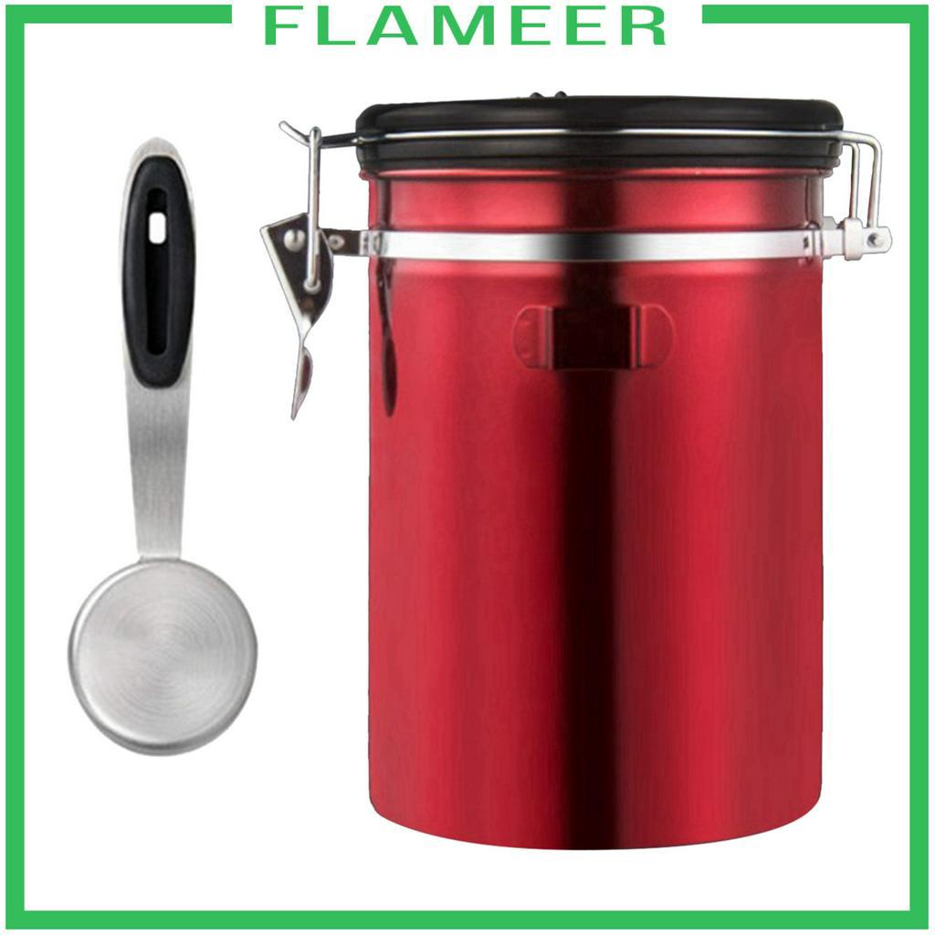 flameer-กระปุกสแตนเลสพร้อมช้อนสําหรับใส่กาแฟ