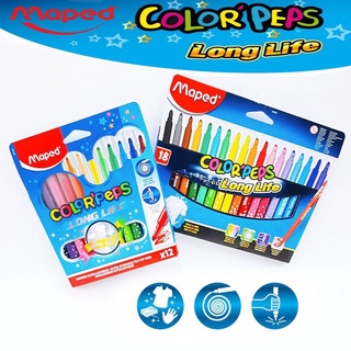 Maped(มาเพ็ด) สีเมจิก COLORPEPS สีสดใส ระบายง่าย หัวแข็งแรงทนทาน สามารถล้างหรือซักออกได้ เมจิก (1กล่อง)