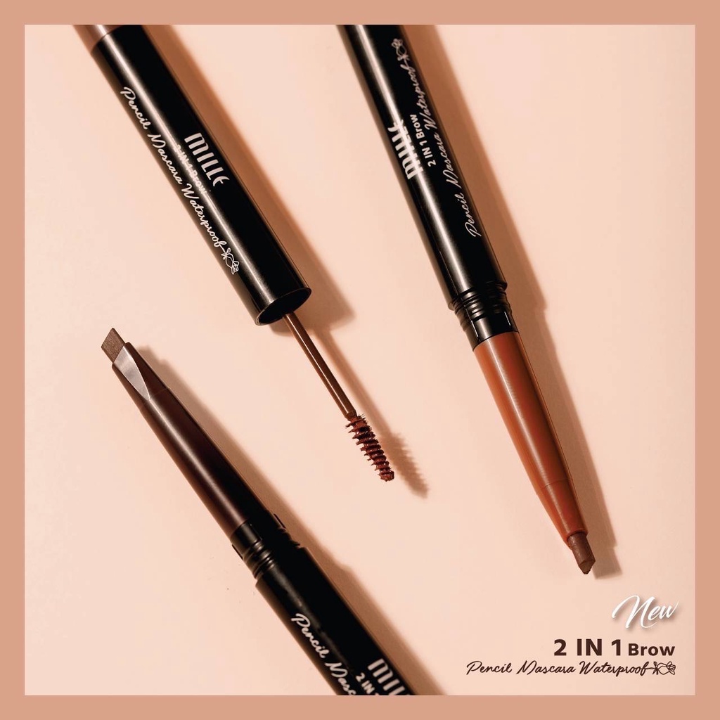 ใหม่-2022-mille-2in1-brow-pencil-mascara-waterproof-ดินสอเขียนคิ้วพร้อมมาสคาร่าคิ้ว-กันน้ำ-กันเหงื่อ-เขียนคิ้ว