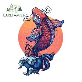 Earlfamily สติกเกอร์ไวนิล กันน้ํา กันแดด ลายปลาคาร์พญี่ปุ่น 13 ซม. สําหรับติดตกแต่งรถยนต์ รถจักรยานยนต์