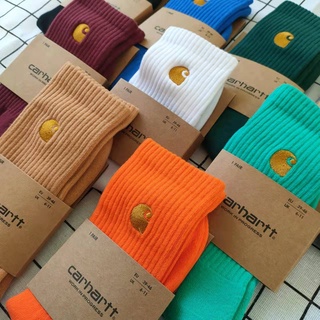 CARHARTT [เลือกสินค้าพรีเมี่ยม] ถุงเท้าบาสเก็ตบอล ผ้าฝ้ายแท้ ปักลาย สีดํา สีขาว สีเทา สไตล์เกาหลี และญี่ปุ่น สําหรับผู้ชาย และผู้หญิง