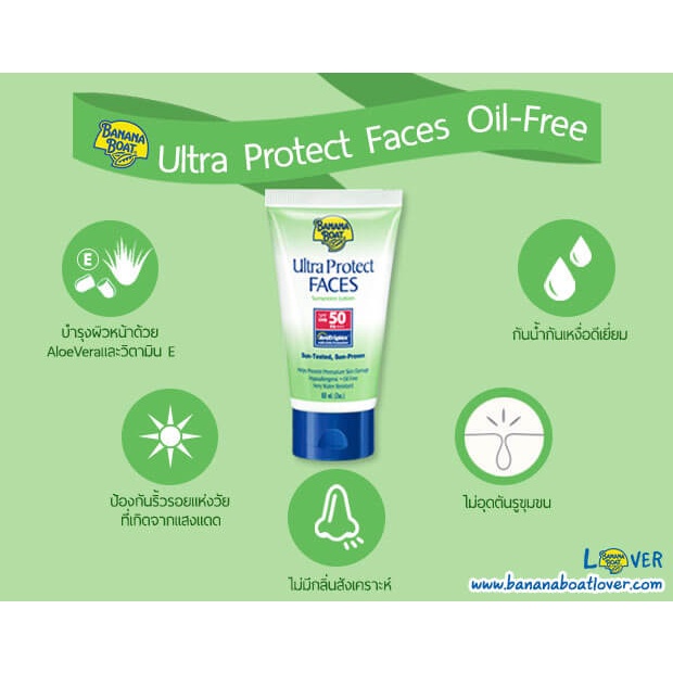 พร้อมส่ง-แบ่งขายครีมกันแดดขนาด-3-กรัม-banana-boat-ultra-protect-face-spf-50-pa