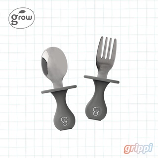 ชุดช้อนส้อม Grow My Grippi premium utensil set baby feeding ช้อส้อมด้ามซิลิโคน