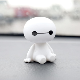 Baymax หุ่นยนต์เขย่าหัวตุ๊กตา ตกแต่งภายในรถยนต์ พลาสติก น่ารัก อุปกรณ์ตกแต่งอัตโนมัติ