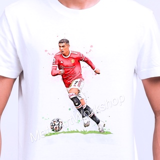 เสื้อยืดสวยๆเสื้อยืดสกรีนลาย CR7 คริสเตียโน่ โรนัลโด้ แมนเชสเตอร์ยูไนเต็ด Cristiano Ronaldo Manchester United ภาพวาดนักฟ