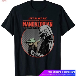 SKTT1 เสื้อยืดผู้ชายและผู้หญิง Star Wars The Mandalorian Mando And The Child Retro T-Shirt Popular T-shirts