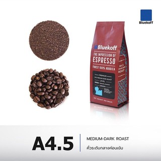 Bluekoff A4.5 เมล็ดกาแฟ ไทย อาราบิก้า100% Premium เกรด A คั่วสด ระดับกลางค่อนเข้ม (Medium-Dark Roast)