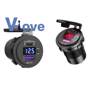 Pd Type C 48W Dual Usb อุปกรณ์ชาร์จแบตในรถยนต์พร้อมสวิทช์สําหรับ Boat Truck Rv, สีฟ้า