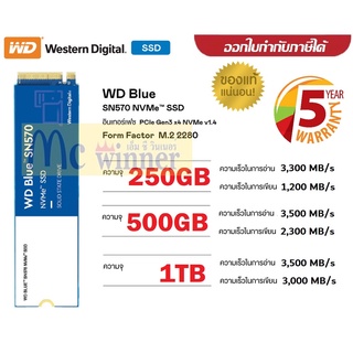 👍🔥⚡💥ราคาแรงส์ 5.5🔥⚡💥250GB | 500GB | 1TB SSD WD BLUE SN570 PCIe 3/NVMe M.2 2280ประกัน 5 ปี