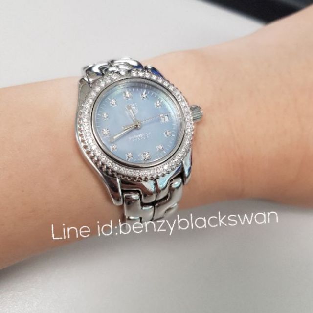 used-tag-heuer-link-lady-size-หน้าปัดมุกฟ้า-หลักเพชรล้อมเพชรของแท้