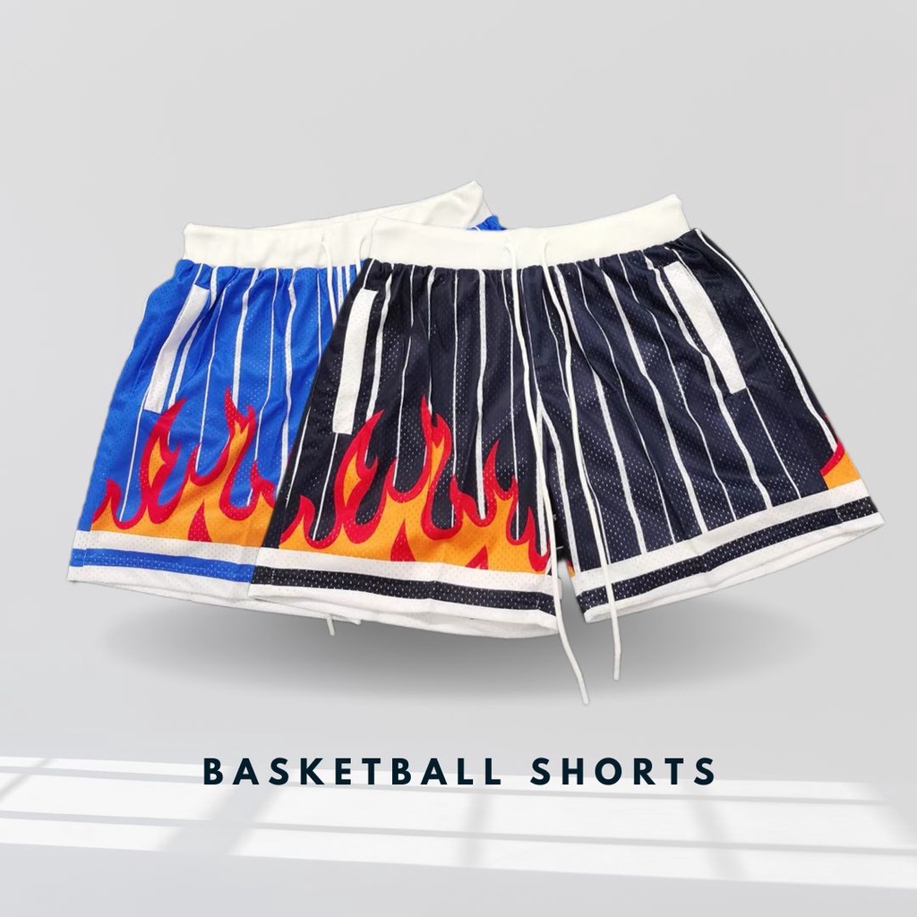 พร้อมส่ง-กางเกงขาสั้น-basketball-shorts-พิมพ์ลาย-fire