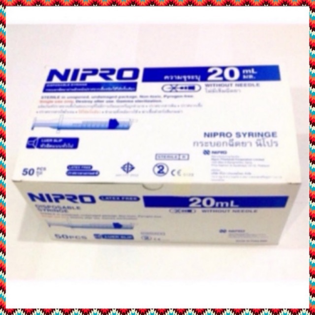 ราคาและรีวิว(ยกกล่อง) Syringe Nipro ไซริงค์ นิโปร 20ml 50 อัน
