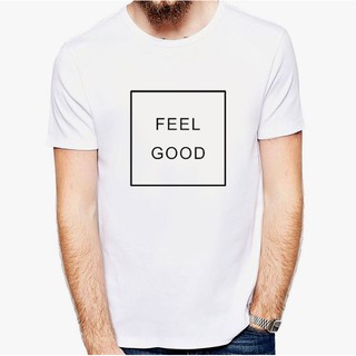 เสื้อยืดแขนสั้นพิมพ์( Feel Good) เนื้อผ้านุ่ม ใส่สบาย ระบายความร้อนได้ดี ใส่ได้ทั้งชายและหญิง