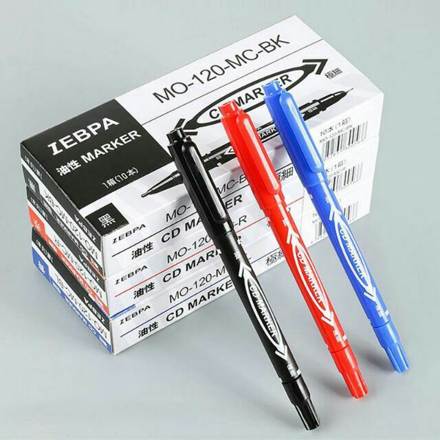 ราคาและรีวิวปากกาเขียนซองไปรษณีย์ ปากกากันน้ำ 2 หัว ปากกาMarker ปากกาเขียนcd permanent ปากกาเคมี cd marker ปากกา ไม่ลบ