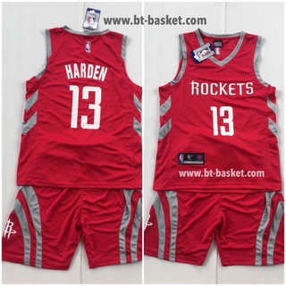 ชุดบาส NBA เด็กโตRocket สีแดง James Harden13