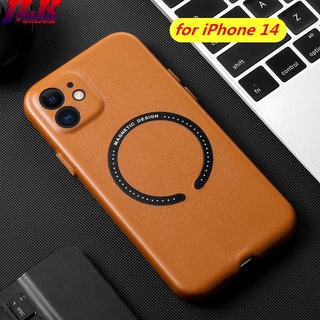 [JLK] Original Leather Strong Magnetic Phone Case for iPhone 14 13 12 11 Pro Max X XR XS Shockproof Lens Protector Magnet Wireless Charging Cover