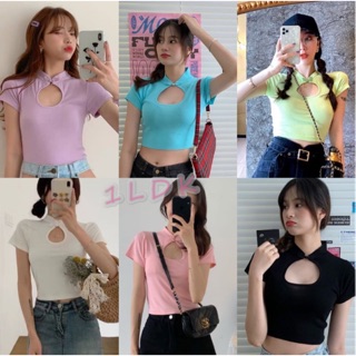 1LDK 🌈 พร้อมส่ง🌈เสื้ออาหมวย เสื้อครอป แต่งเว้าหน้าอก น่ารักเซ็กซี่ (70019)