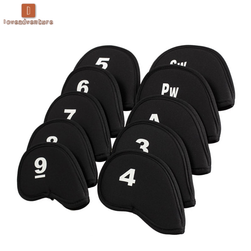 ภาพหน้าปกสินค้าLV 10pcs Golf Head Cover Club Iron Putter Head Protector Set Neoprene Accessories