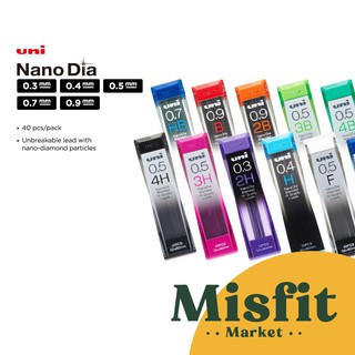 Uni NANO DIA ไส้ดินสอ 0.3 0.4 0.5 0.7 0.9 มม. ดินสอกด kuru toga kurutoga pilot zebra NanoDia
