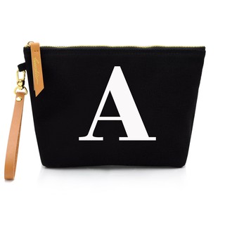 กระเป๋าผ้าลายอักษร ALPHABET CLUTCHES POUCH BLACK “A”