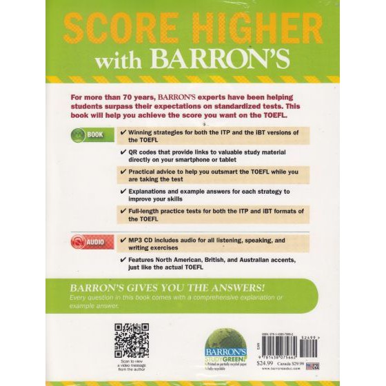 dktoday-หนังสือ-barrons-toefl-strategies-and-tips-with-mp3-cd-2ed