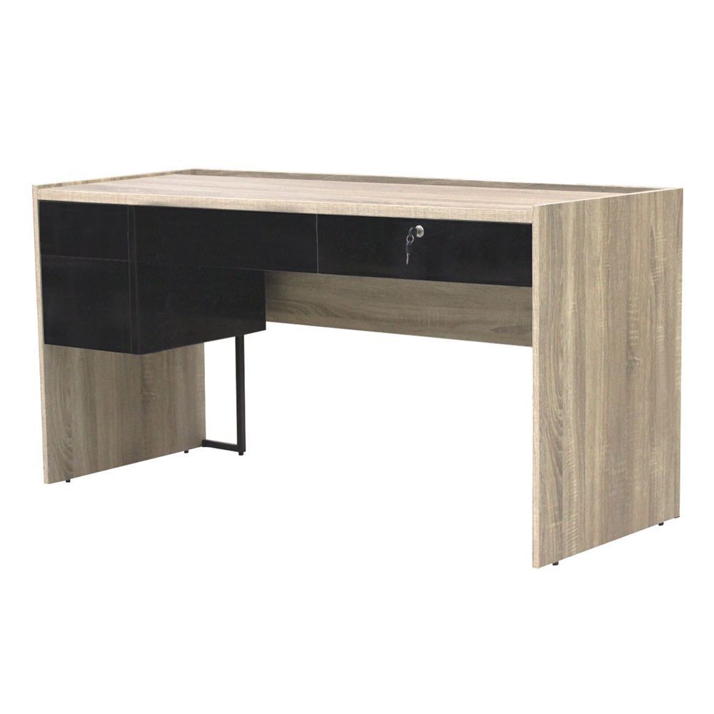 โต๊ะทำงาน-โต๊ะทำงานไม้-buro-dk-150n-สีโซลิดโอ๊ค-ดำ-เฟอร์นิเจอร์ห้องทำงาน-เฟอร์นิเจอร์-ของแต่งบ้าน-desk-buro-dk-150n-soli