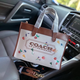 COACH 2773 FILD TOTE 30 WITH GARDEN EMBROIDERY COACH BADGE