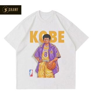 เสื้อยืดผ้าฝ้ายพิมพ์ลายขายดี เสื้อยืด ลายการ์ตูนอนิเมะ KOBE BRYANT สีขาว | เสื้อยืด พิมพ์ลายอนิเมะ BASKETBALL | เสื้อยืด